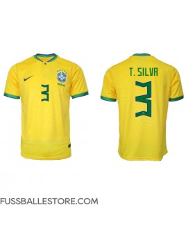 Günstige Brasilien Thiago Silva #3 Heimtrikot WM 2022 Kurzarm